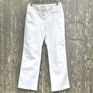 Dalia Collection White Straight Leg Pants. Stretchy Sturdy Cotton Size 8.
